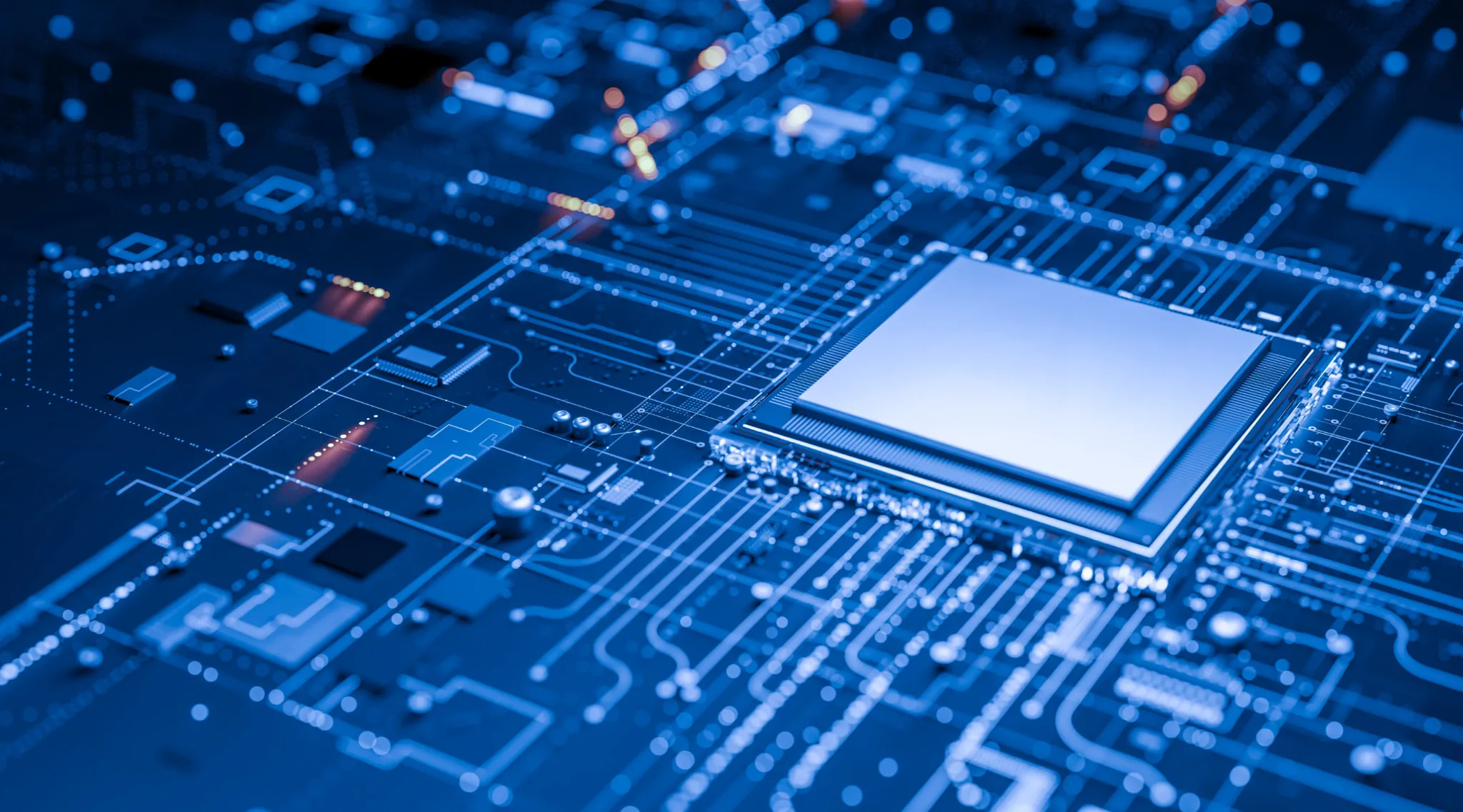 青い回路基板とチップ