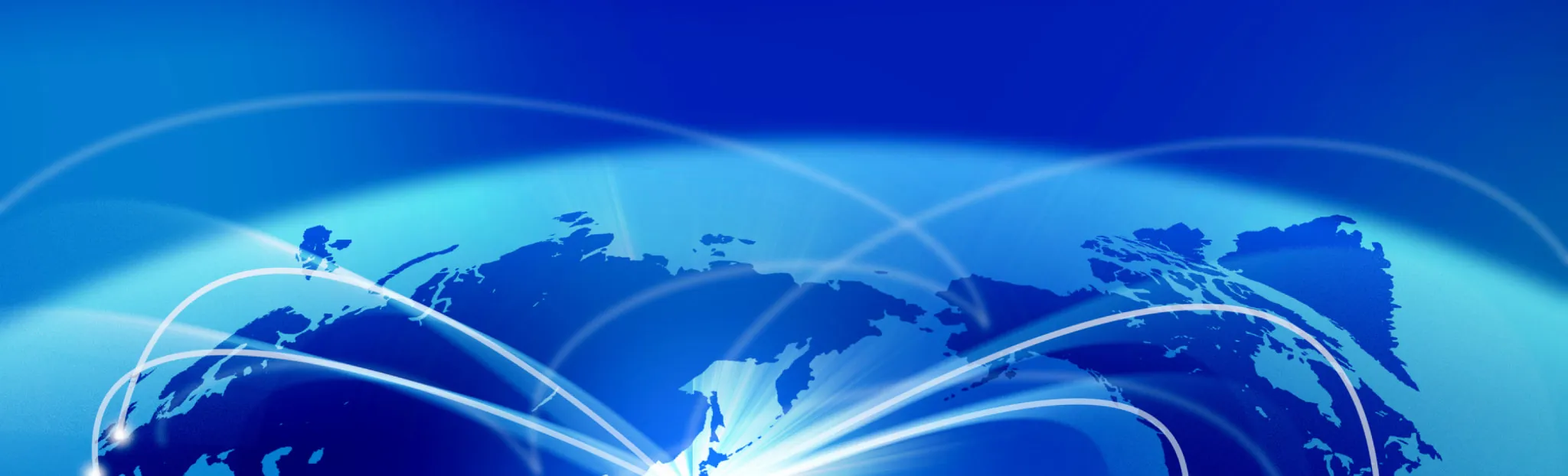 青い地球上に広がる通信ネットワークのライン